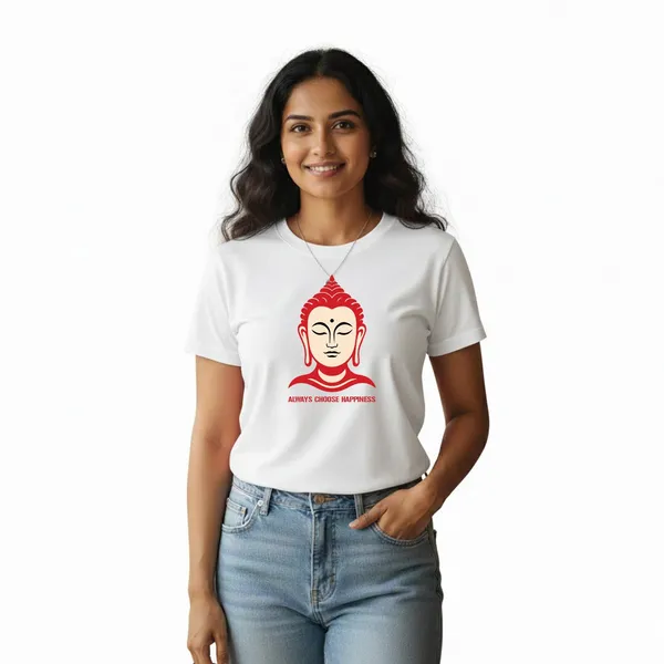 Womens_Graphic_Print_Round_Neck_T-Shirt_-_Buddha_(170_Gsm_Single_Jersey)