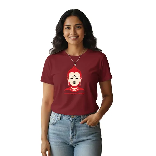 Womens_Graphic_Print_Round_Neck_T-Shirt_-_Buddha_(170_Gsm_Single_Jersey)