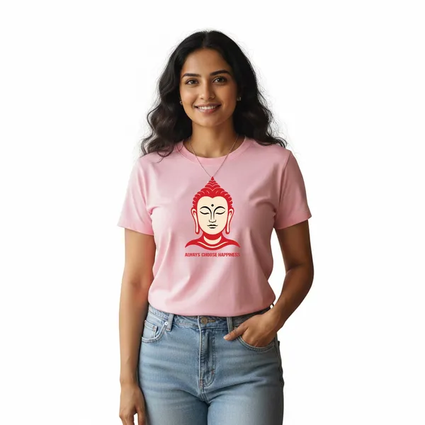 Womens_Graphic_Print_Round_Neck_T-Shirt_-_Buddha_(170_Gsm_Single_Jersey)