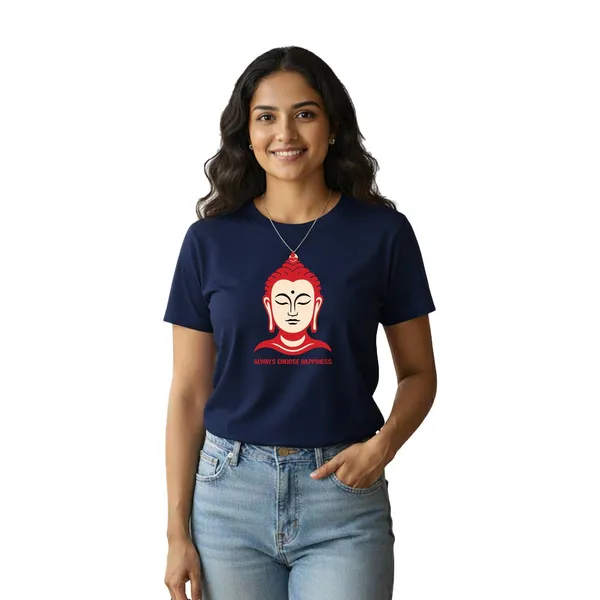 Womens_Graphic_Print_Round_Neck_T-Shirt_-_Buddha_(170_Gsm_Single_Jersey)