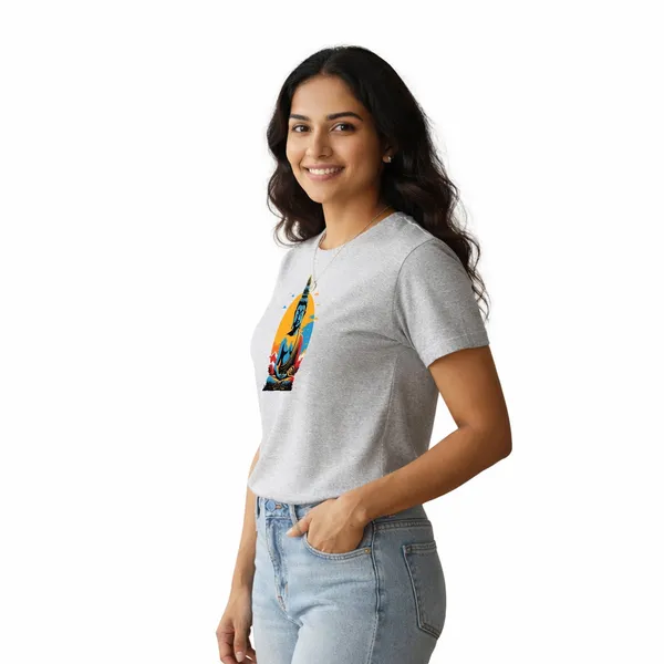 Womens_Graphic_Print_Round_Neck_T-Shirt_-_Buddha_(170_Gsm_Single_Jersey)