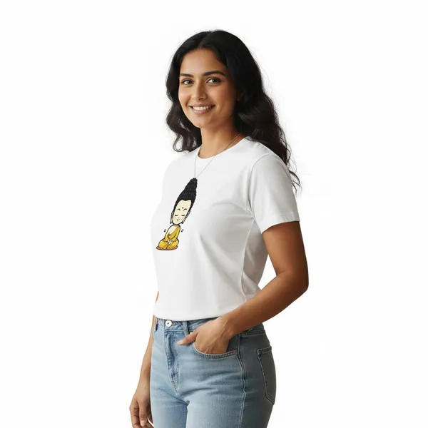 Womens_Graphic_Print_Round_Neck_T-Shirt_-_Buddha_(170_Gsm_Single_Jersey)