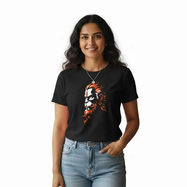 Womens_Graphic_Print_Round_Neck_T-Shirt_-_Hanuman_(170_Gsm_Single_Jersey)