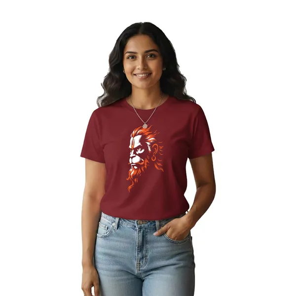 Womens_Graphic_Print_Round_Neck_T-Shirt_-_Hanuman_(170_Gsm_Single_Jersey)