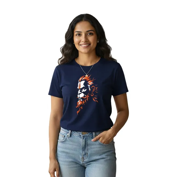 Womens_Graphic_Print_Round_Neck_T-Shirt_-_Hanuman_(170_Gsm_Single_Jersey)