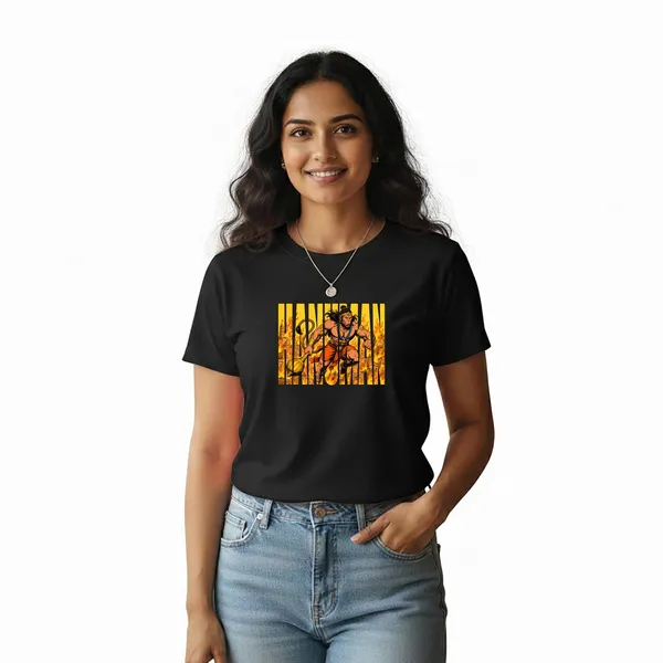 Womens_Graphic_Print_Round_Neck_T-Shirt_-_Hanuman_(170_Gsm_Single_Jersey)