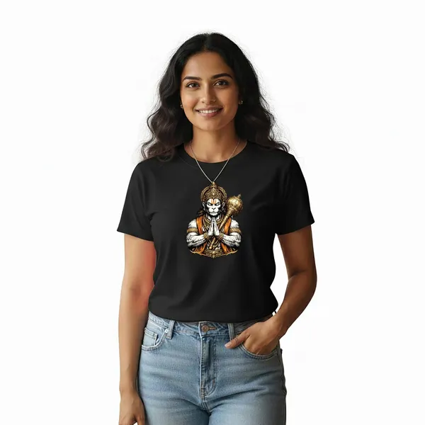 Womens_Graphic_Print_Round_Neck_T-Shirt_-_Hanuman_(170_Gsm_Single_Jersey)