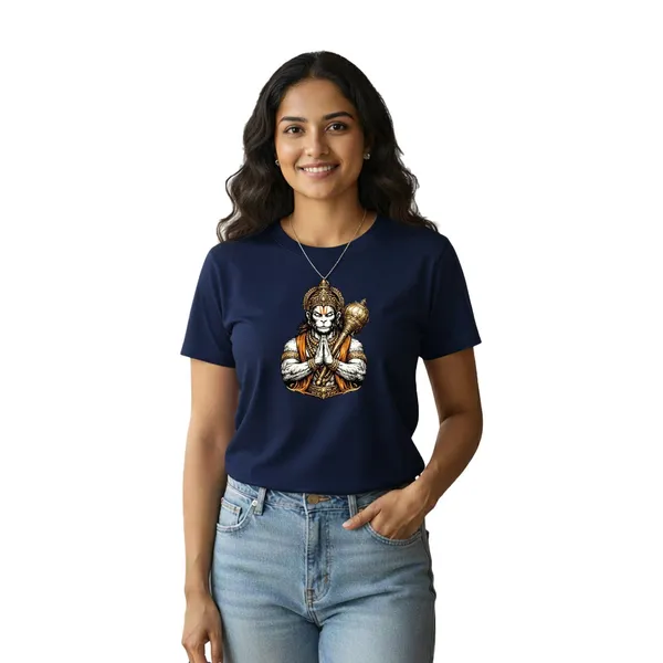 Womens_Graphic_Print_Round_Neck_T-Shirt_-_Hanuman_(170_Gsm_Single_Jersey)