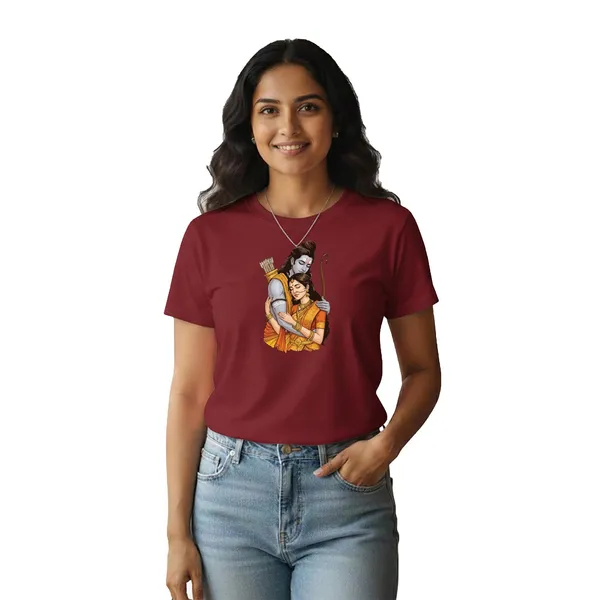 Womens_Graphic_Print_Round_Neck_T-Shirt_-_Jai_Shree_Ram_(170_Gsm_Single_Jersey)