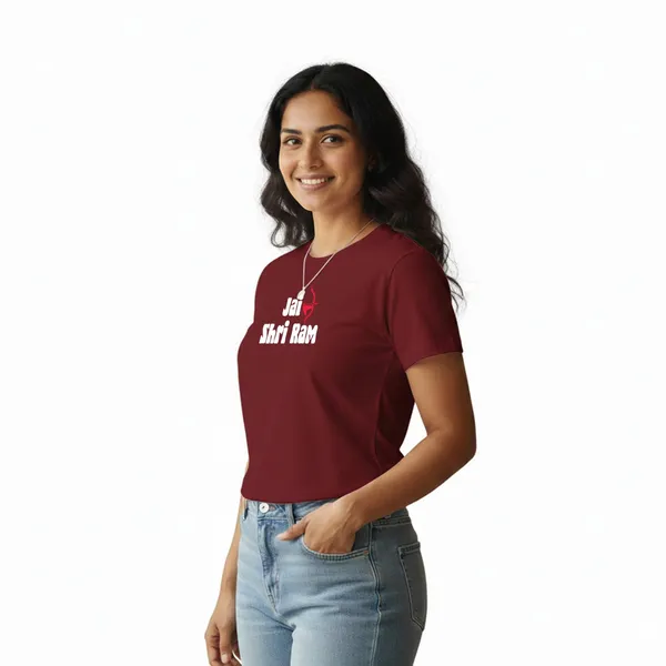 Womens_Graphic_Print_Round_Neck_T-Shirt_-_Jai_Shree_Ram_(170_Gsm_Single_Jersey)