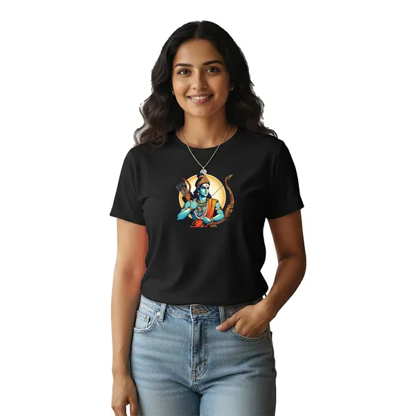Womens_Graphic_Print_Round_Neck_T-Shirt_-_Jai_Shree_Ram_(170_Gsm_Single_Jersey)