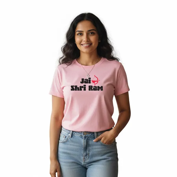 Womens_Graphic_Print_Round_Neck_T-Shirt_-_Jai_Shree_Ram_(170_Gsm_Single_Jersey)