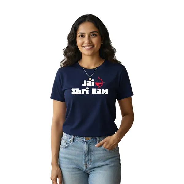 Womens_Graphic_Print_Round_Neck_T-Shirt_-_Jai_Shree_Ram_(170_Gsm_Single_Jersey)