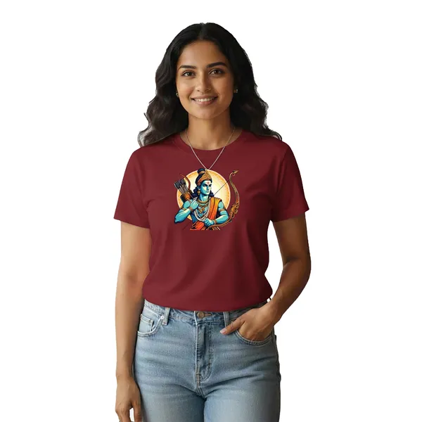 Womens_Graphic_Print_Round_Neck_T-Shirt_-_Jai_Shree_Ram_(170_Gsm_Single_Jersey)