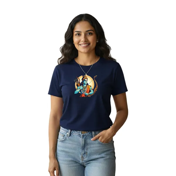 Womens_Graphic_Print_Round_Neck_T-Shirt_-_Jai_Shree_Ram_(170_Gsm_Single_Jersey)