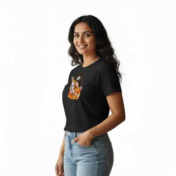 Womens_Graphic_Print_Round_Neck_T-Shirt_-_Jai_Shree_Ram_(170_Gsm_Single_Jersey)