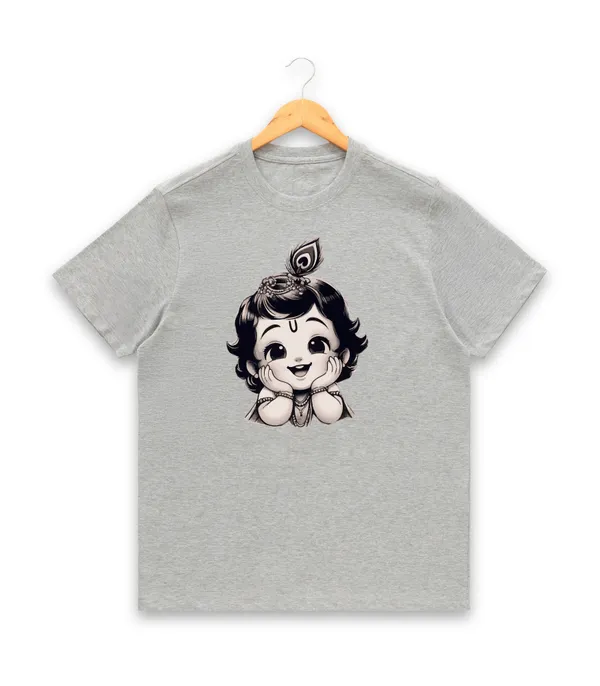 Womens_Graphic_Print_Round_Neck_T-Shirt_-_Krishna_(170_Gsm_Single_Jersey)