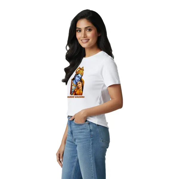 Womens_Graphic_Print_Round_Neck_T-Shirt_-_Krishna_(170_Gsm_Single_Jersey)