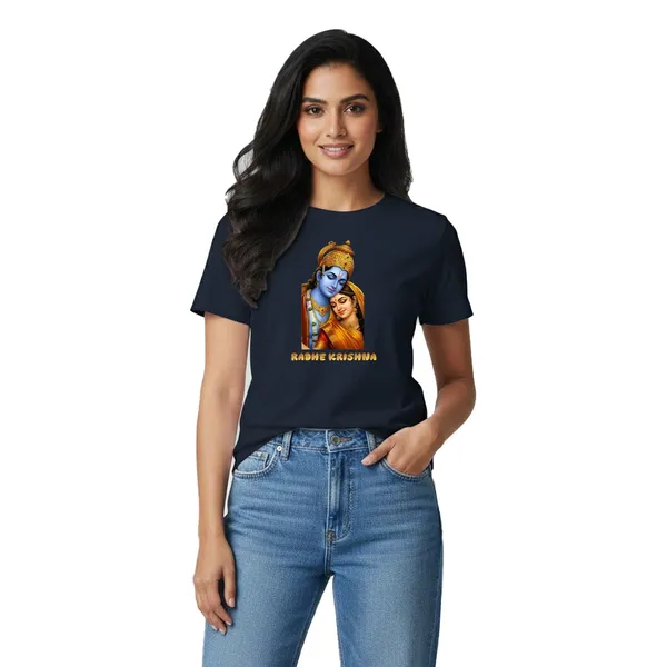 Womens_Graphic_Print_Round_Neck_T-Shirt_-_Krishna_(170_Gsm_Single_Jersey)