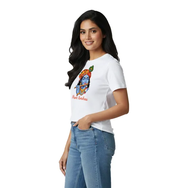 Womens_Graphic_Print_Round_Neck_T-Shirt_-_Krishna_(170_Gsm_Single_Jersey)