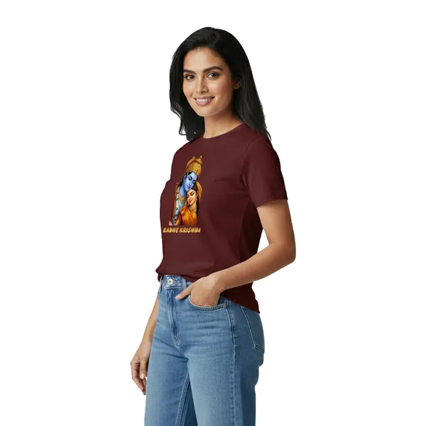 Womens_Graphic_Print_Round_Neck_T-Shirt_-_Krishna_(170_Gsm_Single_Jersey)