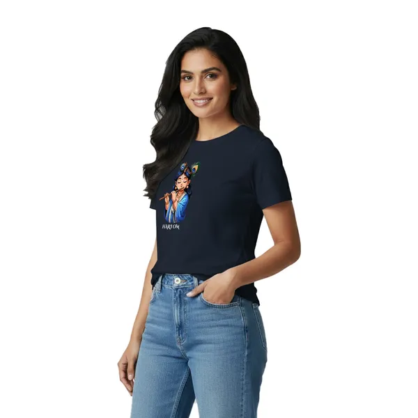 Womens_Graphic_Print_Round_Neck_T-Shirt_-_Krishna_(170_Gsm_Single_Jersey)