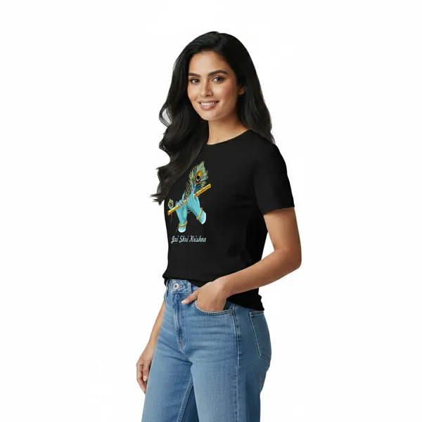 Womens_Graphic_Print_Round_Neck_T-Shirt_-_Krishna_(170_Gsm_Single_Jersey)