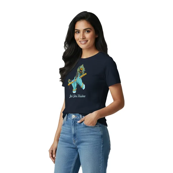 Womens_Graphic_Print_Round_Neck_T-Shirt_-_Krishna_(170_Gsm_Single_Jersey)