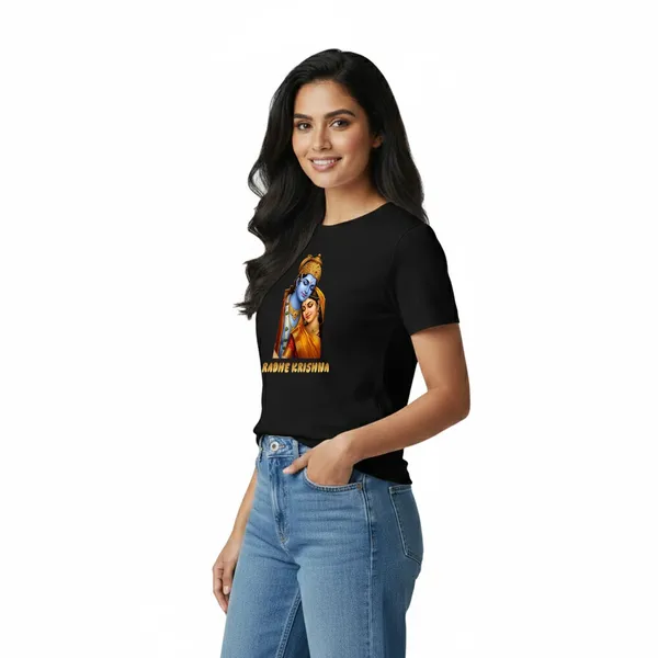 Womens_Graphic_Print_Round_Neck_T-Shirt_-_Krishna_(170_Gsm_Single_Jersey)
