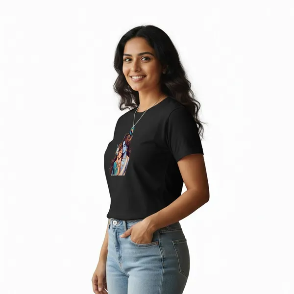 Womens_Graphic_Print_Round_Neck_T-Shirt_-_Krishna_(170_Gsm_Single_Jersey)