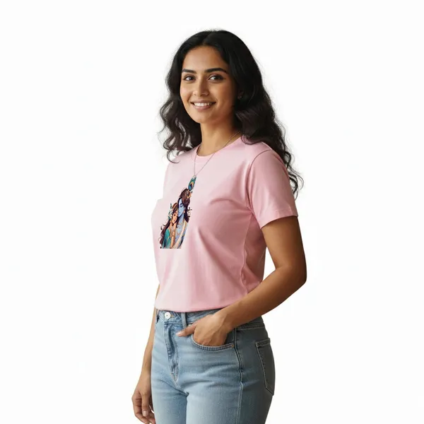 Womens_Graphic_Print_Round_Neck_T-Shirt_-_Krishna_(170_Gsm_Single_Jersey)