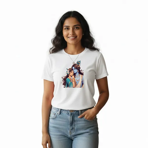 Womens_Graphic_Print_Round_Neck_T-Shirt_-_Krishna_(170_Gsm_Single_Jersey
