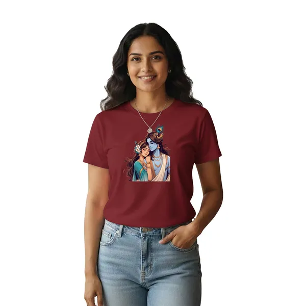 Womens_Graphic_Print_Round_Neck_T-Shirt_-_Krishna_(170_Gsm_Single_Jersey