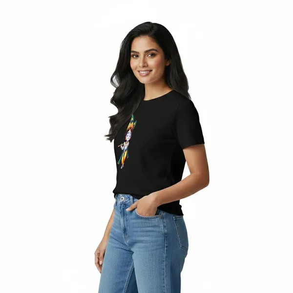 Womens_Graphic_Print_Round_Neck_T-Shirt_-_Krishna_(170_Gsm_Single_Jersey)
