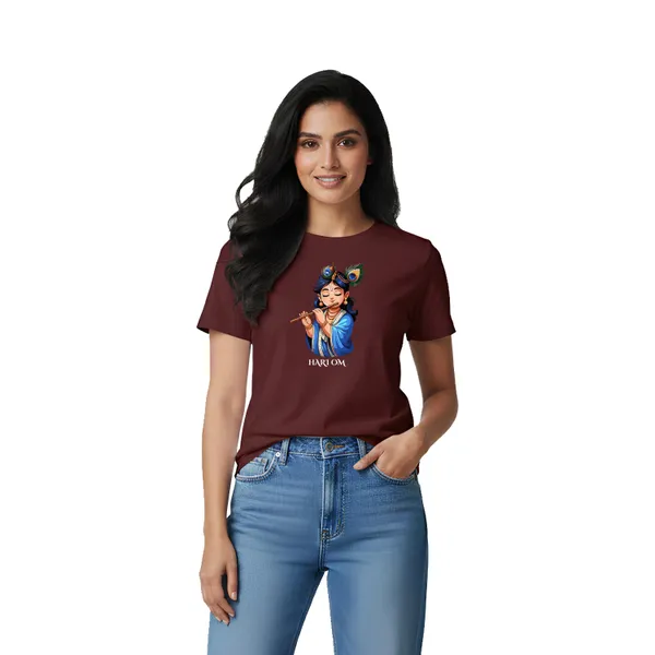 Womens_Graphic_Print_Round_Neck_T-Shirt_-_Krishna_(170_Gsm_Single_Jersey)