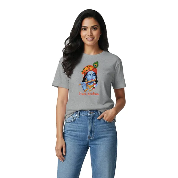 Womens_Graphic_Print_Round_Neck_T-Shirt_-_Krishna_(170_Gsm_Single_Jersey)