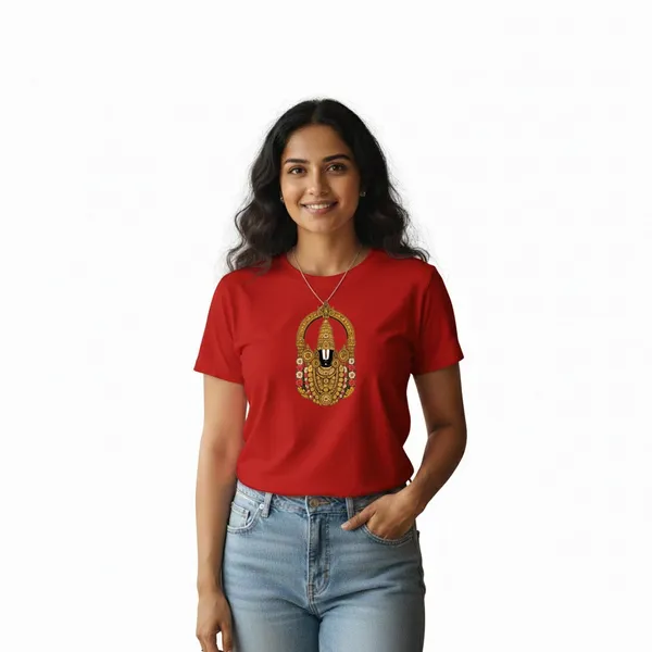 Womens_Graphic_Print_Round_Neck_T-Shirt_-_Thirupathi_Balaji_(170_Gsm_Single_Jersey)