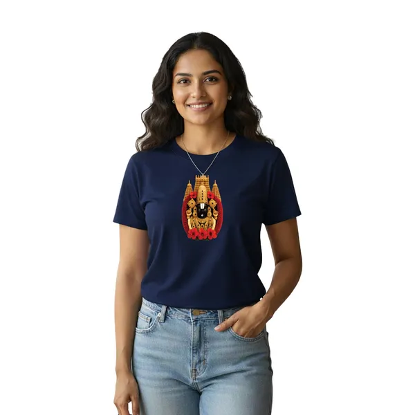 Womens_Graphic_Print_Round_Neck_T-Shirt_-_Thirupathi_Balaji_(170_Gsm_Single_Jersey)