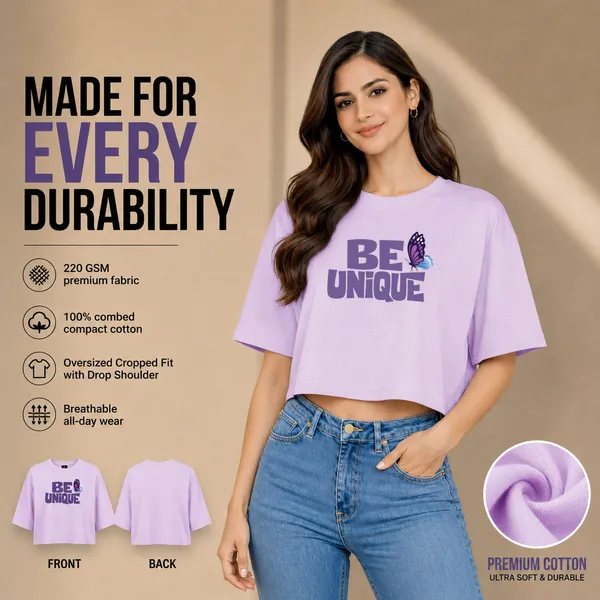 Womens_Oversized_Half_Sleeve_Crop_Top_-_Be_Unique_(220_Gsm_Interlock_Fabric)