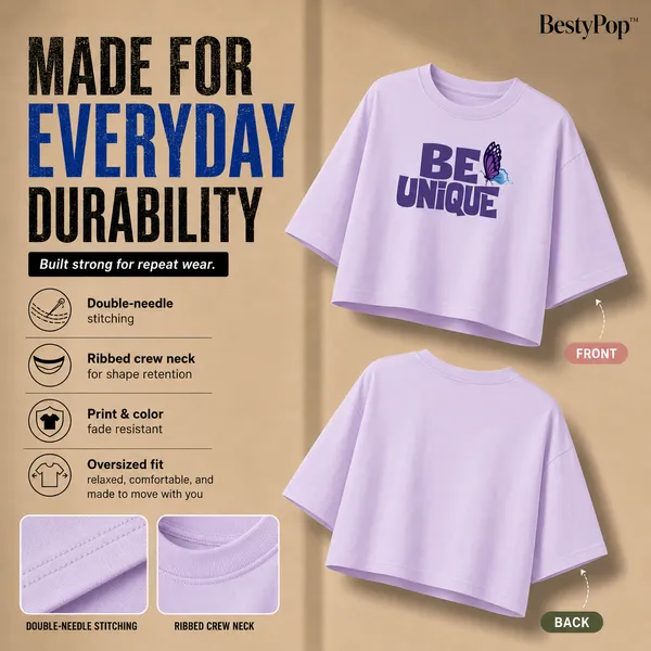 Womens_Oversized_Half_Sleeve_Crop_Top_-_Be_Unique_(220_Gsm_Interlock_Fabric)
