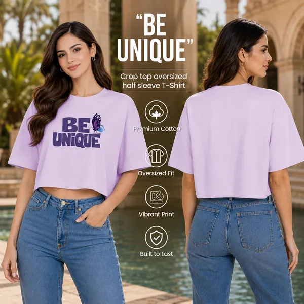 Womens_Oversized_Half_Sleeve_Crop_Top_-_Be_Unique_(220_Gsm_Interlock_Fabric)
