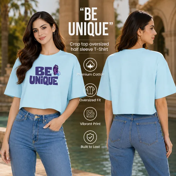 Womens_Oversized_Half_Sleeve_Crop_Top_-_Be_Unique_(220_Gsm_Interlock_Fabric)