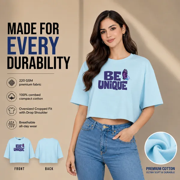 Womens_Oversized_Half_Sleeve_Crop_Top_-_Be_Unique_(220_Gsm_Interlock_Fabric)