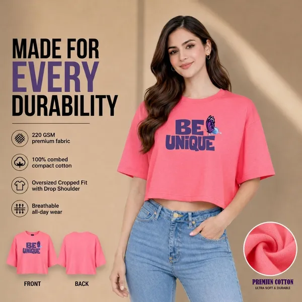 Womens_Oversized_Half_Sleeve_Crop_Top_-_Be_Unique_(220_Gsm_Interlock_Fabric)