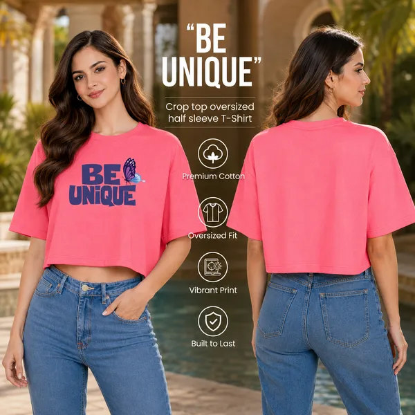 Womens_Oversized_Half_Sleeve_Crop_Top_-_Be_Unique_(220_Gsm_Interlock_Fabric)