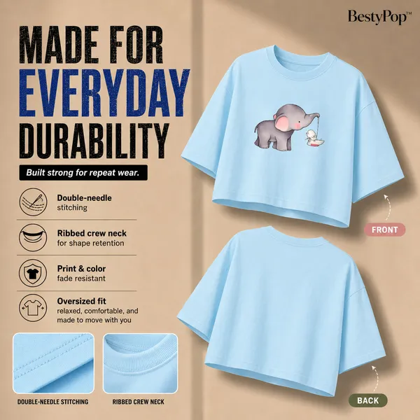 Womens_Oversized_Half_Sleeve_Crop_Top_-_Elephant_(220_Gsm_Interlock_Fabric)