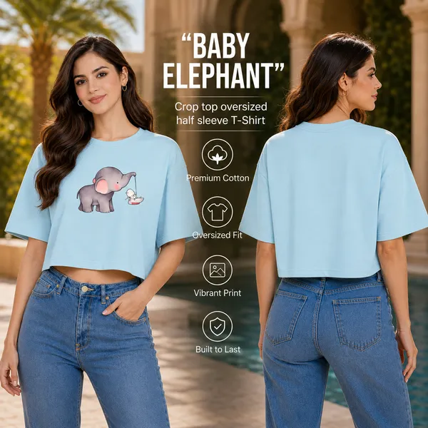 Womens_Oversized_Half_Sleeve_Crop_Top_-_Elephant_(220_Gsm_Interlock_Fabric)