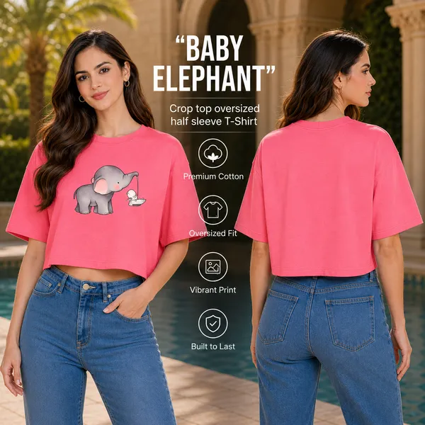 Womens_Oversized_Half_Sleeve_Crop_Top_-_Elephant_(220_Gsm_Interlock_Fabric)