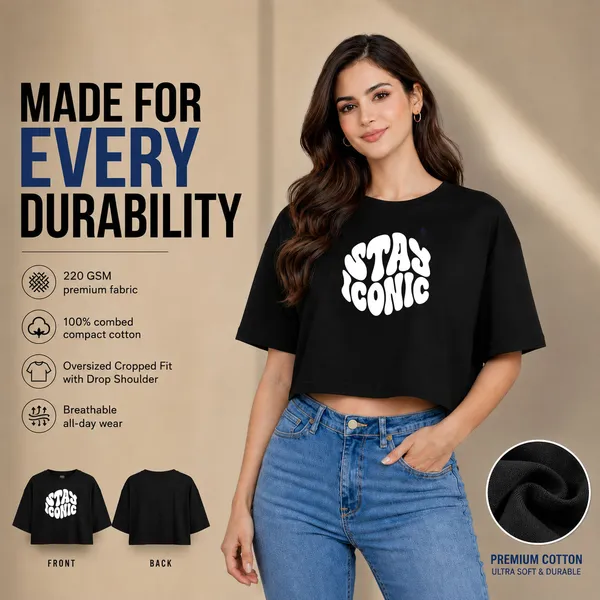 Womens_Oversized_Half_Sleeve_Crop_Top_-_Stay_Iconic_(220_Gsm_Interlock_Fabric)