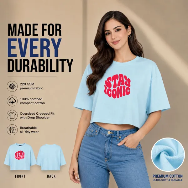 Womens_Oversized_Half_Sleeve_Crop_Top_-_Stay_Iconic_(220_Gsm_Interlock_Fabric)